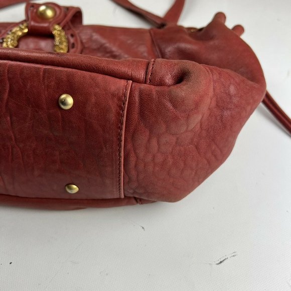 PAOLO MASI Italian Handbag Shoulder Bag Tote 100% Genuine Red Leather - Picture 4 of 12